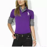 t-shirt polo ralph lauren high collar femmes sport cotton 2013 france big pony lq purple white